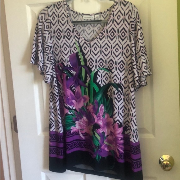 Susan Graver - Like New - Tunic top, short sleeve - Picture 1 of 7